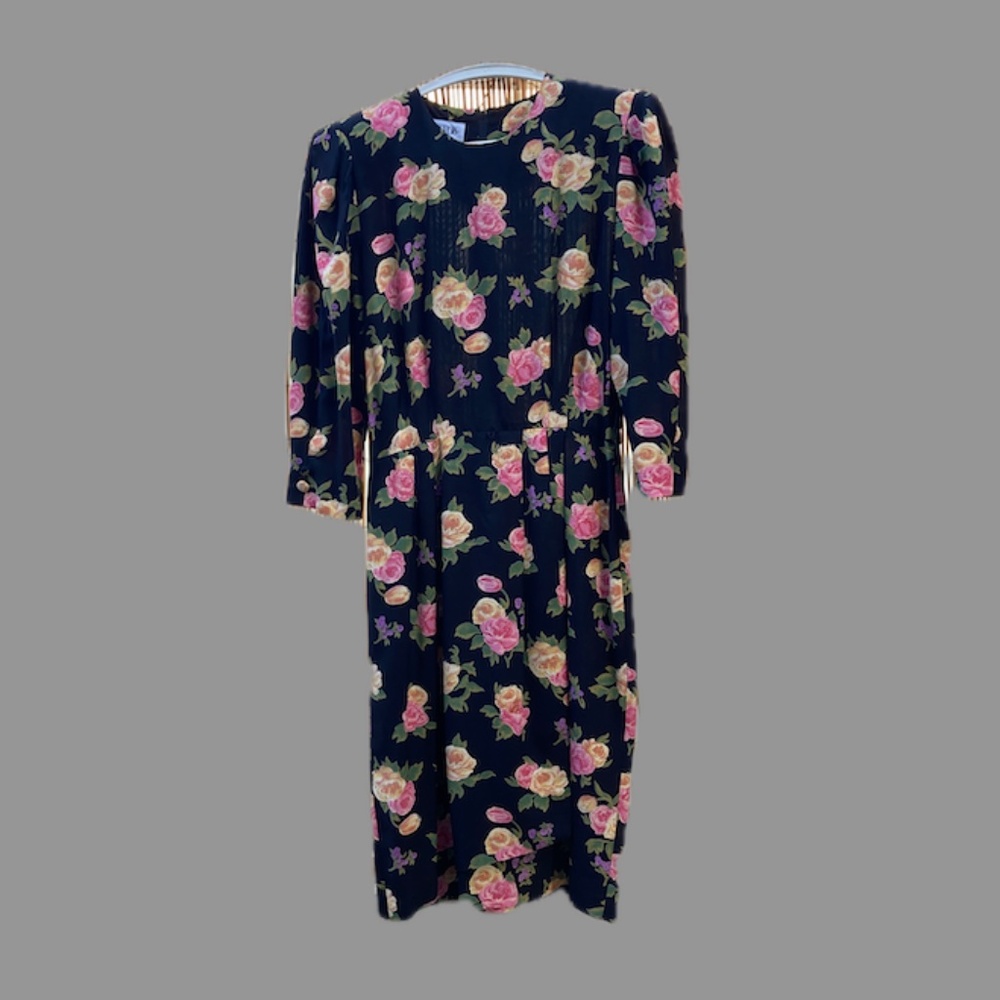 Vintage Black Floral Dress
